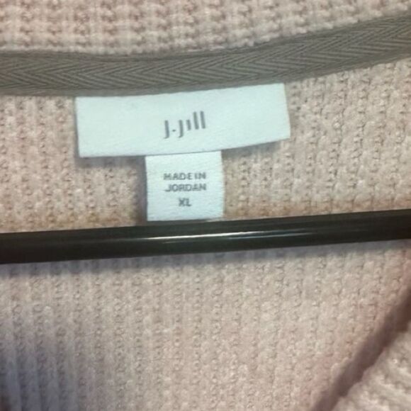 J. Jill- Pink Waffle Knit Henley Pullover Long Sleeve Sweater, Size XL - Picture 2 of 8